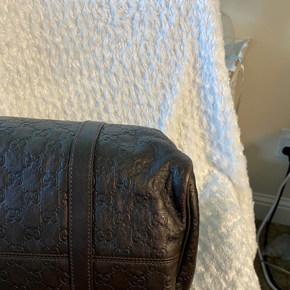 Authentic Gucci Chocolate Leather GG Boston Bag 265697 Guccissima - Picture 10 of 13